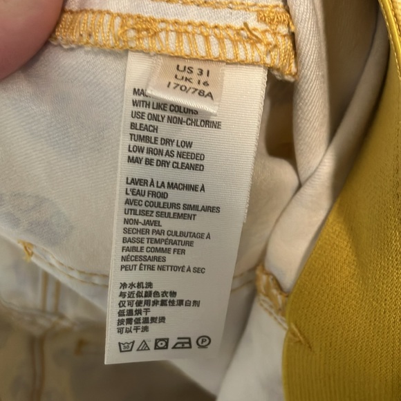 We the Free Geometric Flare Bell Bottom Retro Boho Jeans Mustard Yellow Sz 31 - Picture 12 of 16